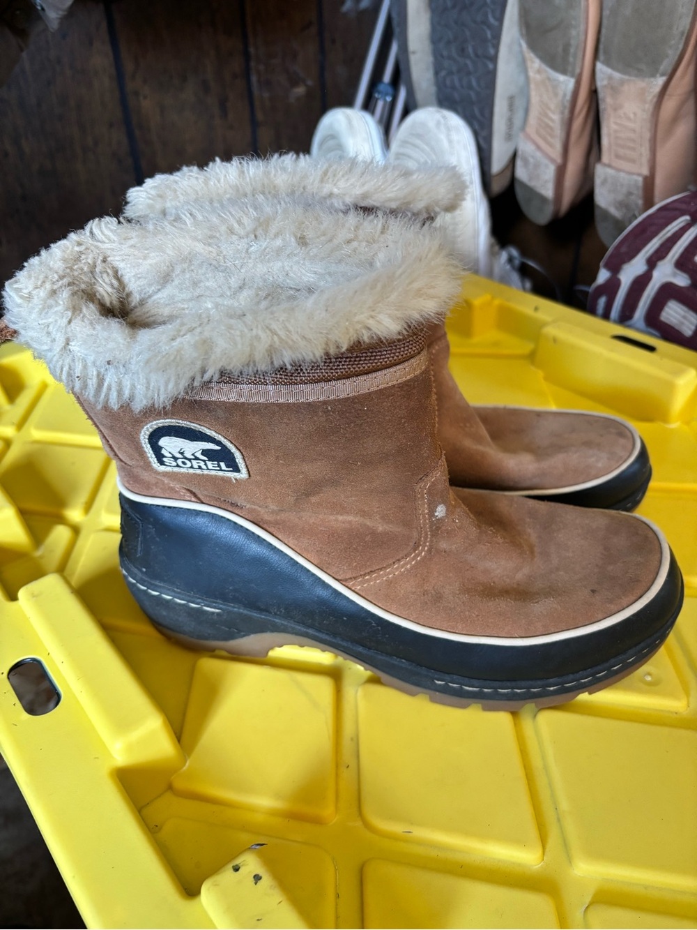 Sorel Tan Suede Fur-Trim Waterproof Short Boots